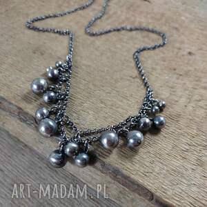 IRART - naszyjnik - kule na łańcuszku ii, srebro oksydowane, srebro 925