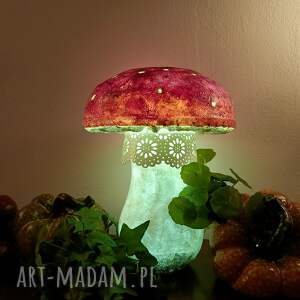 Lampka nocna muchomorek handmade z papier-mâché