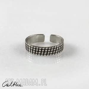 kratka - srebrna obrączka 2201-18, srebrny pierścionek, regulowany pierścionek
