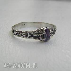 metalsilvertrees pierścionek z ametystem, biżuteria autorska