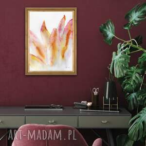 Aloes róż/pomarańcz A4 - akwarela, obazek, obraz