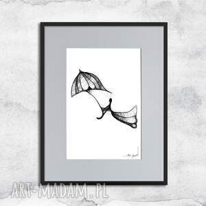 Grafika z ramą - Porwana przez wiatr (66) czarnobiała