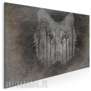 obraz na płótnie - wilk las 120x80 cm 24901, zwierzę drzewa, abstrakcja