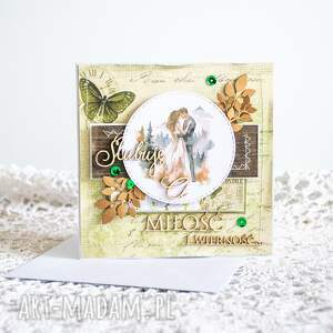 ręcznie wykonane scrapbooking kartki kartka rustykalna - ślubuję ci miłość