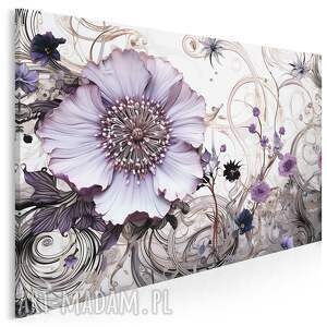 obraz na płótnie - ozdobny kwiaty fioletowe - 120x80 cm (101801)