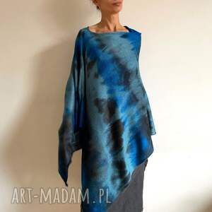 ręcznie wykonane poncho ponczo wełniane blue&black