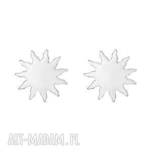 słoneczka, kolczyki, srebrne, sztyfty, słońca