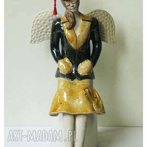 handmade ceramika anioł absolwent