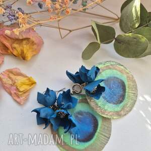 Kolczyki w odcieniach niebieskiego i zielonego wykonane z masy