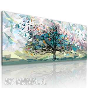 obraz drukowany na płótnie - abstrakcyjne drzewo z patakami origami 100x40cm