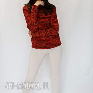 półgolf czerwono - pomarańczowo - czarny - Ubrania swetry