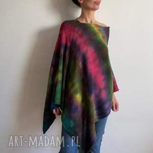 handmade poncho kolorowe ponczo z baby alpaki