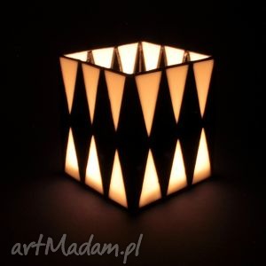 dekoracje lampion witrażowy - city, box minimalizm, szkło