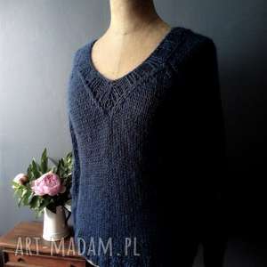 handmade swetry granatowy sweterek - kid mohair