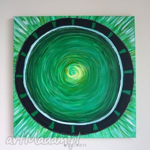 obraz medytacyjny - zielona mandala - akrylowy - akryl na płótnie