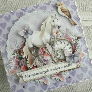 scrapbooking kartki kartka urodzinowa z koniem dla koniary