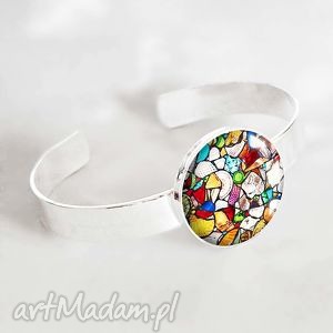 ręcznie wykonane mosaic 1 - mozaikowa bransoleta z grafika w szkle