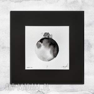 unikat - oprawiona w ramę akwarela domek 3, obraz na papierze dekoracja