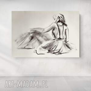 szkic kobiety - 100x70, kobiece obrazy, duża grafika duży obraz, czarno biała