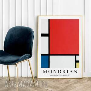 plakat mondrian red bleu and yellow - format 40x50 cm