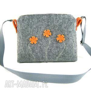 small bag with orange flowers filc, torebka, kwiaty