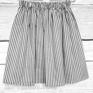 handmade spódnice klasyczna spódniczka w grafitowo - białe pionowe paski
