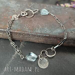akwamaryn. surowa srebrna - Biżuteria bransoletki