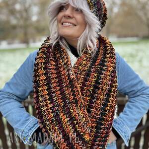 komin merino 50 ciemna jesień wełny premium