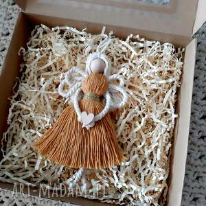 aniołek - laleczka ze sznurka na prezent, sznurkowe dekoracje, święta