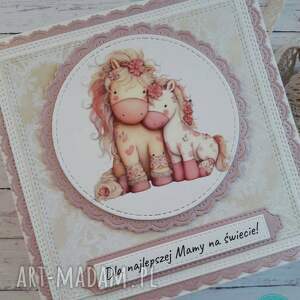 Kartka na Dzień Mamy z uroczymi konikami