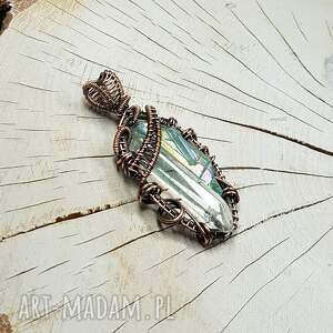 Dwa kryształy m300, górski, kryształ aura, wire wrapping