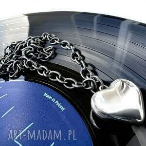 naszyjnik serce polerowane na srebrnym łańcuchu 50 cm, srebro oksydowane