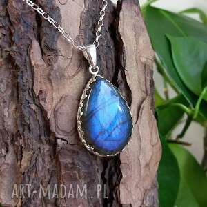 niebieska łezka labradorytu labradoryt łezka, niebieski labradoryt, naszyjnik