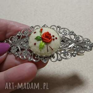 Ręcznie haftowana spinka do włosów DLA MARIANNY, haft brazylijski