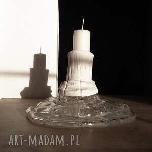 Prezent Świecznik z kryształu i matowej gliny, duży