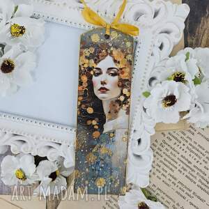 zakładka złota inspirowana klimtem decoupage, kobieta