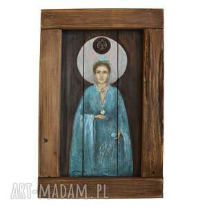 Luna, obraz na starych deskach kobieta postać