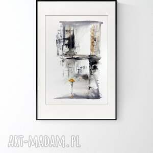 obraz 30x40 cm, abstrakcja, deszczowa ulica