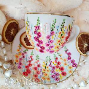 studio paulla ręcznie malowane malwy komplet 200 ml, malowana porcelana prezent