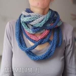 szal/zamotka szalik szaro niebiesko turkusowy, komin