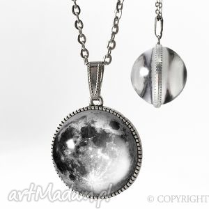 handmade naszyjniki kulisty dwustronny medalion pełnia księżyca - 0108sps