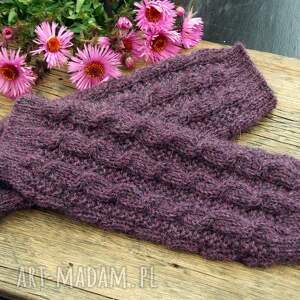 getry z alpaki, podkolanówki, ocieplacze na nogi - śliwkowe, ręcznie robione