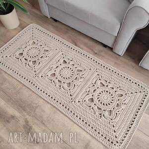 Dywan ze sznurka bawełnianego szydełkowy prostokątny 60x143 cm