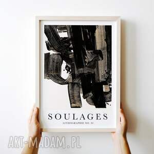 Plakat Soulages Litographie 20 - abstrakcja reprodukcja - format 40x50