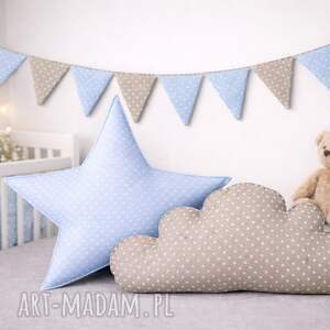 poduszka chmurka, gwiazda i girlanda, pokój dziecka rękodzieło