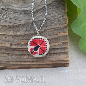 retro duch wisiorek z haftem białoruskim, ręcznie haftowane, belarusian