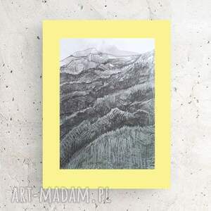 nowoczesny obraz z górami, pejzaż górski malowany ręcznie, górska grafika 30x40