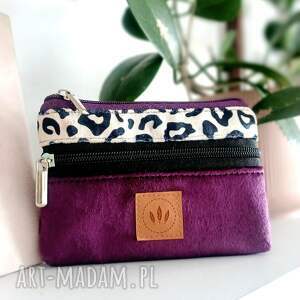 ręczne wykonanie dwustronny portfel z weluru wild purple