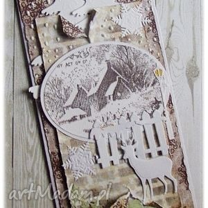 scrapbooking kartki kartka zimowa z bilecikiem do prezentu życzenia, zima