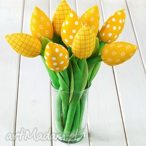 handmade dekoracje tulipany żółty bawełniany bukiet